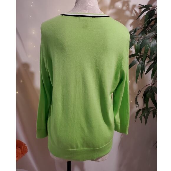 Vtg Chaps V-Neck Button Cardigan Size XL Preppy Country Club Old Money Green - Picture 3 of 9